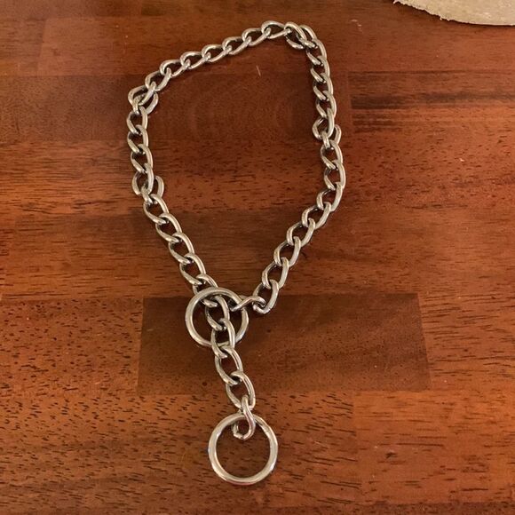 Pet choke chain collar silvertone - Picture 2 of 4